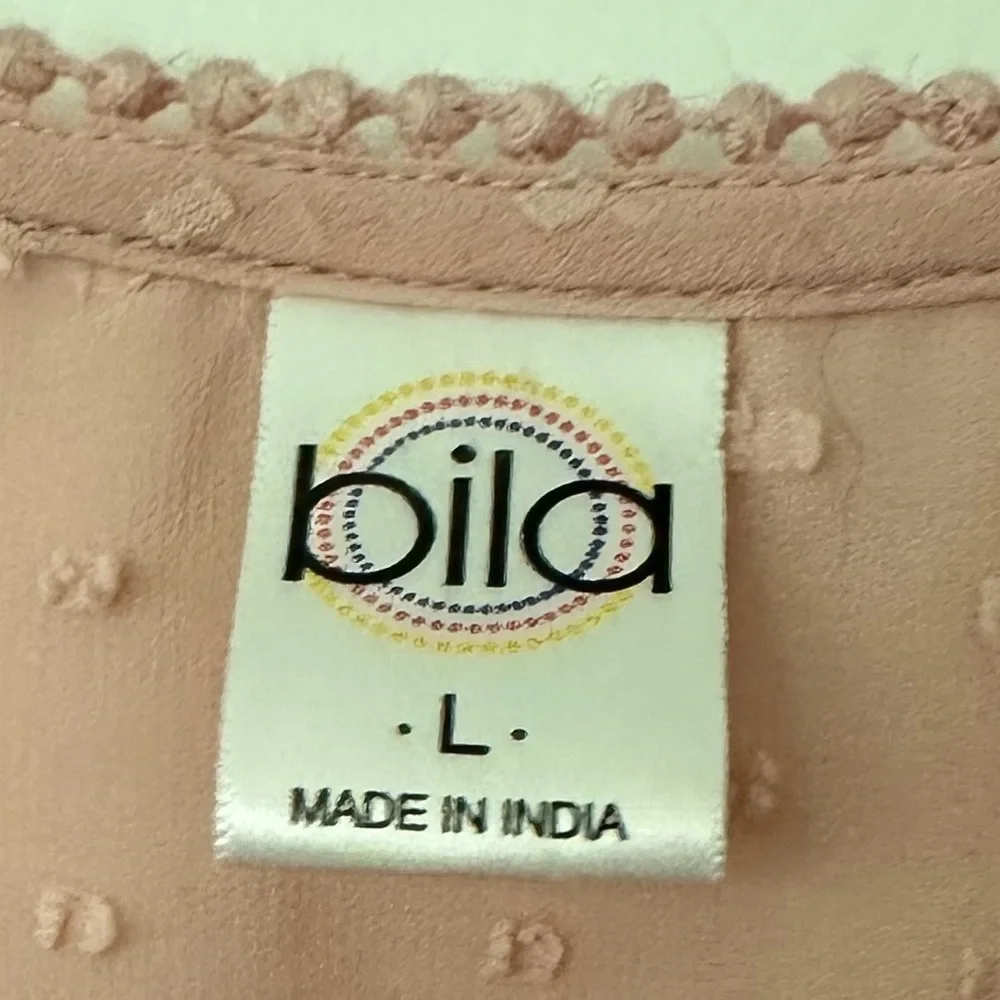 Nila Pink Polka Dot Sheer Blouse with Button Down - Picture 4 of 4